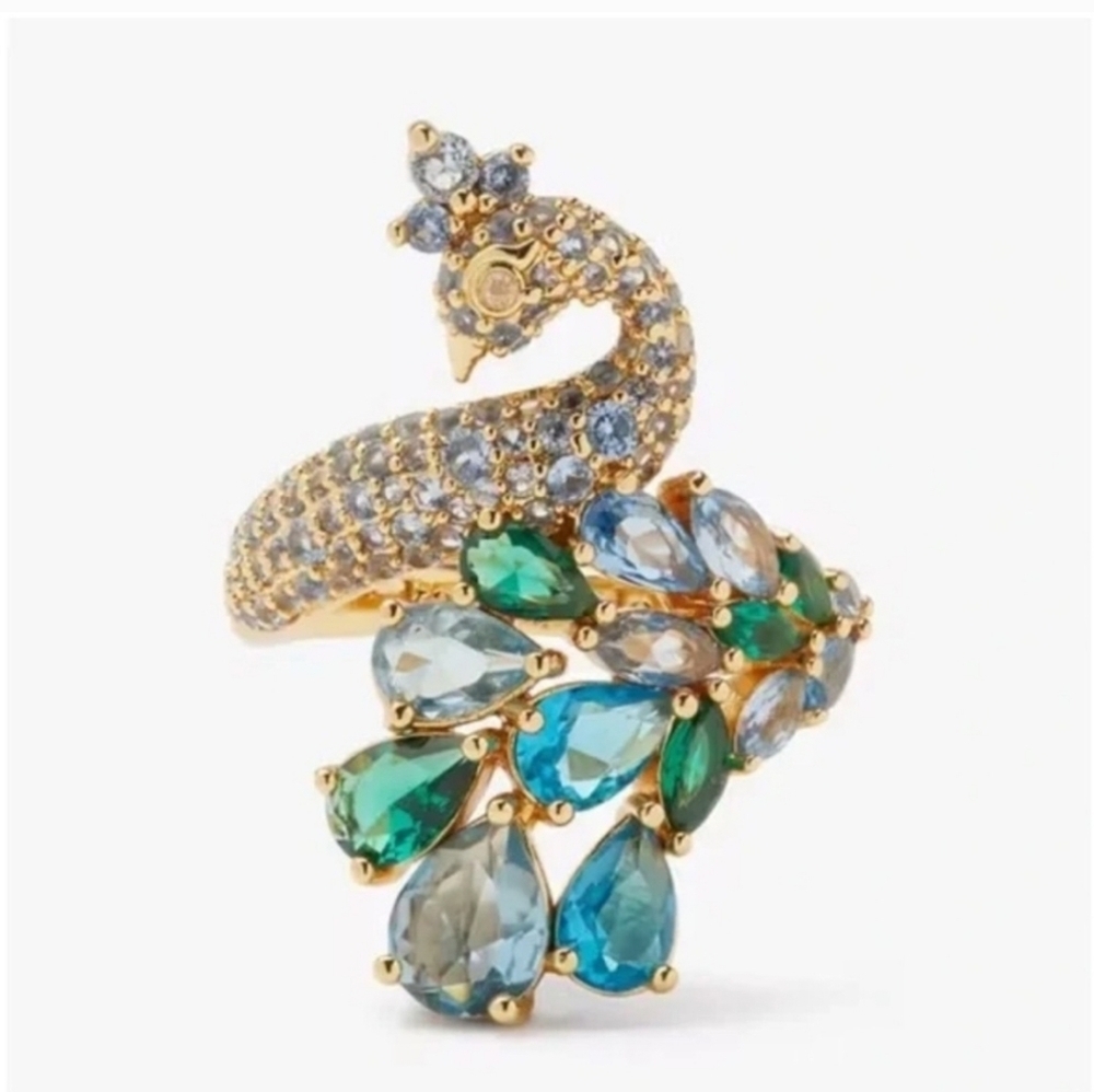 🦚▪️Kate Spade ▪️Perfect Plume Peacock Statement Ring, NWT Size 7